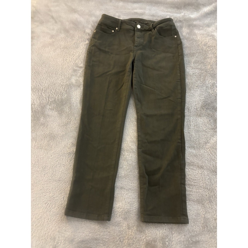 Chicos Crop Jeans Pants Women's So Slimming Girlfriend Olive Green Size 4